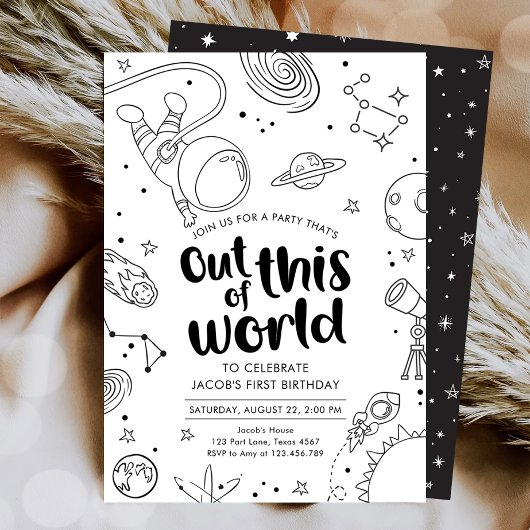 Weltraumgalaxie aus diesem Weltenjungen zum Geburt Einladung