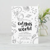 Weltraumgalaxie aus diesem Weltenjungen zum Geburt Einladung (Stehend Vorderseite)