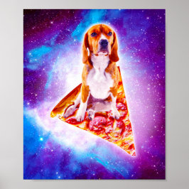 Weltraumgalaxie Dog Riding Pizza Poster