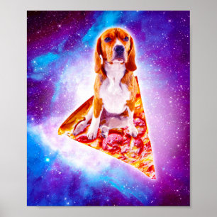 Weltraumgalaxie Dog Riding Pizza Poster