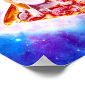 Weltraumgalaxie Dog Riding Pizza Poster (Ecke)