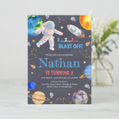 Weltraumgalaxie Geburtstag Einladung (Stehend Vorderseite)