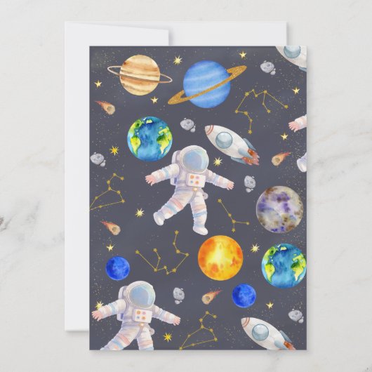 Weltraumgalaxie Geburtstag Einladung (Rückseite)