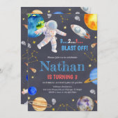 Weltraumgalaxie Geburtstag Einladung (Vorne/Hinten)