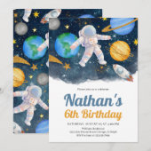 Weltraumgalaxie Geburtstag Einladung (Vorne/Hinten)