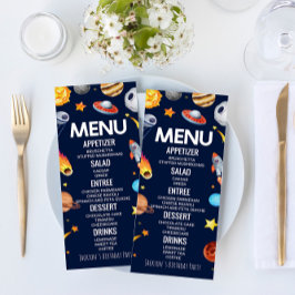 Weltraumgalaxie Geburtstagsparty Food Menükarte