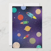 Weltraumgalaxie Geburtstagsparty-Rakete Einladung (Rückseite)