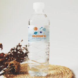 Weltraumgalaxie Geburtstagsparty Wasserflaschenetikett