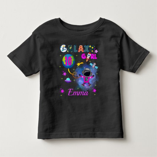 Weltraumgalaxie Girl Geburtstagsparty Kleinkind T-shirt (Vorderseite)