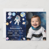 Weltraumgalaxie Junge 1. Geburtstag Einladung (Vorderseite)