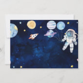 Weltraumgalaxie Junge 1. Geburtstag Einladung (Rückseite)