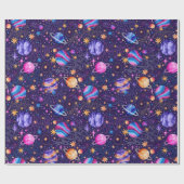 Weltraumgalaxie mit Planeten Galaxien und Sternen Geschenkpapier (Flach)