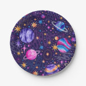 Weltraumgalaxie mit Planeten-Kometen und Sternen Pappteller (Vorderseite)