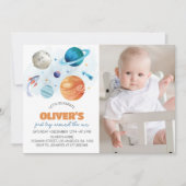 Weltraumgalaxie Party Junge 1. Geburtstag Einladung (Vorderseite)