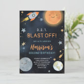 Weltraumgalaxie Planeten Geburtstagseinladung Einladung (Stehend Vorderseite)