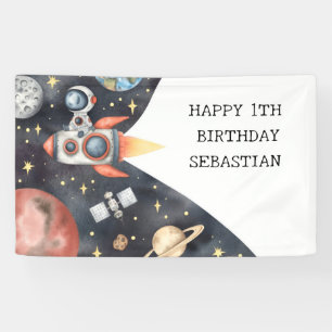 Weltraumgalaxie-Planeten-Junge Geburtstagsparty Banner
