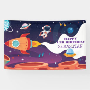 Weltraumgalaxie-Planeten-Junge Geburtstagsparty Banner