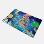 Weltraumgalaxie Sloth Cosmic Mushrooms Weiße Krist Fußmatte (Schrägansicht)