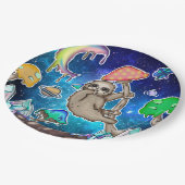 Weltraumgalaxie Sloth Cosmic Mushrooms Weiße Krist Pappteller (Schrägansicht)