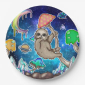 Weltraumgalaxie Sloth Cosmic Mushrooms Weiße Krist Pappteller (Vorderseite)
