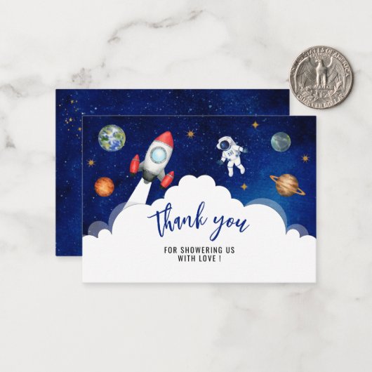 Weltraumgalaxie Sterne danke Mitteilungskarte (Vorderseite/Rückseite Beispiel)