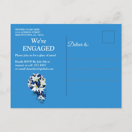 Weltraumgalaxie-Verlobung Einladungspostkarte (Rückseite)