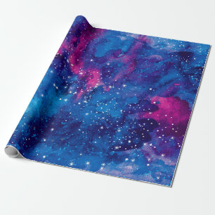 Weltraumgalaxie Wasserfarbe Nachthimmel mit Sterne Geschenkpapier