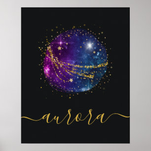 Weltraumgalaxien und Goldstars Personalisiertes Po Poster