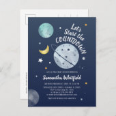 Weltraumgalaxy Baby Shooting Countdown Skript Einladungspostkarte (Vorne/Hinten)