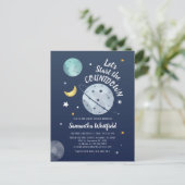 Weltraumgalaxy Baby Shooting Countdown Skript Einladungspostkarte (Stehend Vorderseite)