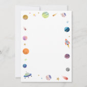 Weltraumgalaxy Planets Kinderdusche Einladung (Rückseite)