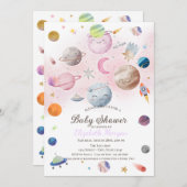Weltraumgalaxy Planets Kinderdusche Einladung (Vorne/Hinten)