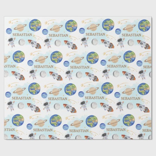 WeltraumGeburtstag Geschenkpapier (Flach)