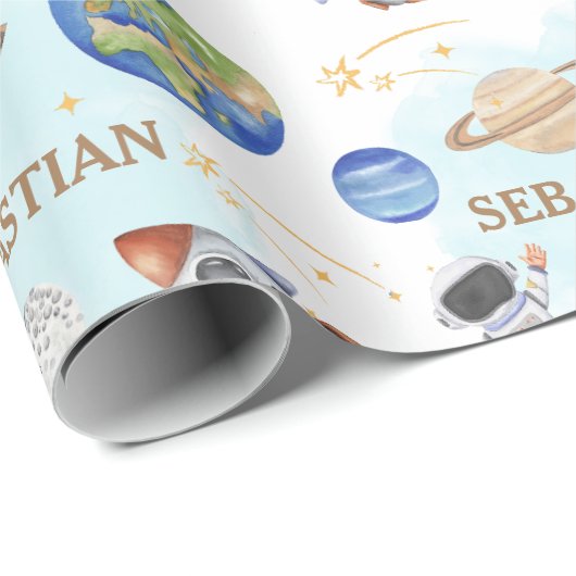 WeltraumGeburtstag Geschenkpapier (Rolleneckpunkt)