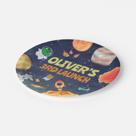 WeltraumGeburtstag Pappteller (Schrägansicht)