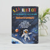 WeltraumGeburtstagsfeier Einladung (Stehend Vorderseite)