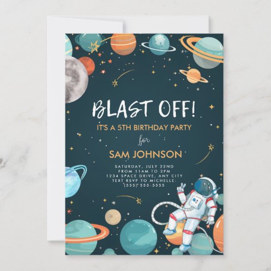 WeltraumGeburtstagsfeier Einladung (Vorderseite)