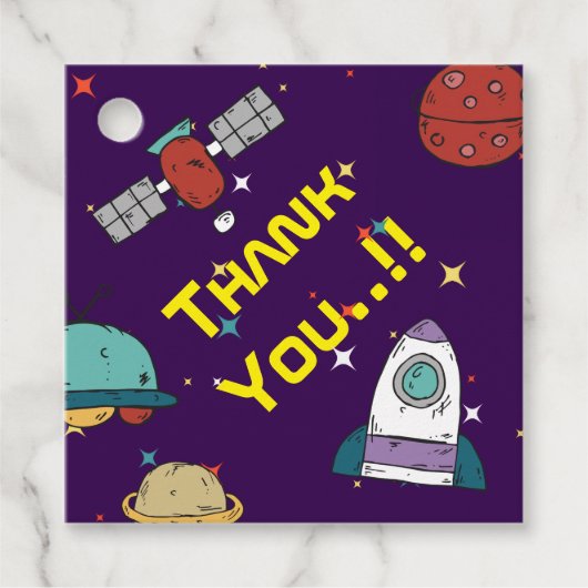 WeltraumGeburtstagsfeier Geschenkanhänger (Vorderseite)