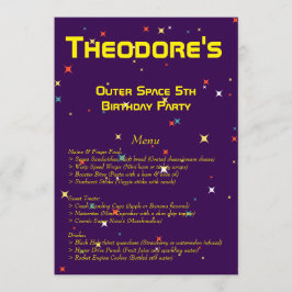 WeltraumGeburtstagsfeier Menükarte