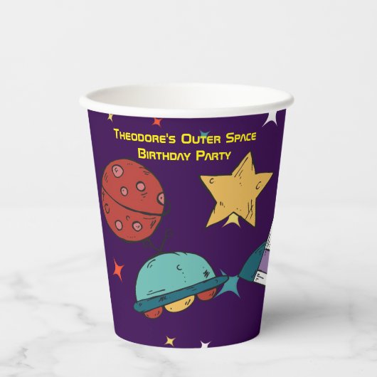 WeltraumGeburtstagsfeier Pappbecher (Vorderseite)