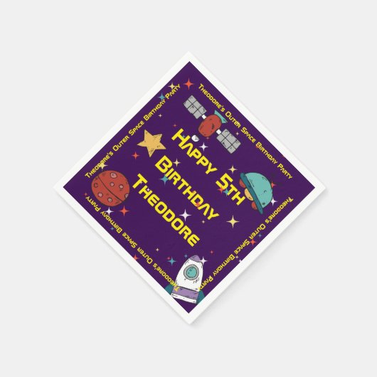 WeltraumGeburtstagsfeier Serviette (Ecke)