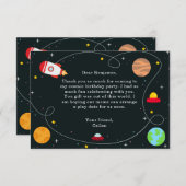 WeltraumGeburtstagsparty Dankeschön Karte (Vorne/Hinten)