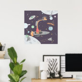 Weltraumgiraffe für den kleinen Jungen. Kinderzimm Poster (Heimbüro)