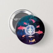 Weltraumhaie und Meditation Kunst Button (Vorne & Hinten)
