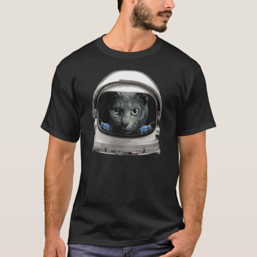 Weltraumhelm-Astronautenkatze T-Shirt (Vorderseite)