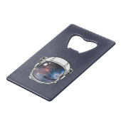 Weltraumhelm Geldbeutel Flaschenöffner (Vorderseite Schrägansicht)