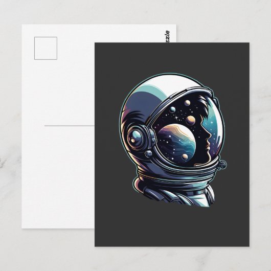 Weltraumhelm Postkarte (Vorne/Hinten)