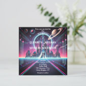 Weltraumhochzeit Einladung (Stehend Vorderseite)