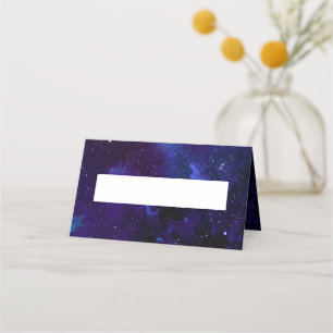 Weltraumhochzeit. Nachtsterne. Marine moderne Gala Platzkarte