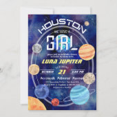 Weltraumhouston Solar System Baby Girl Dusche Einladung (Vorderseite)